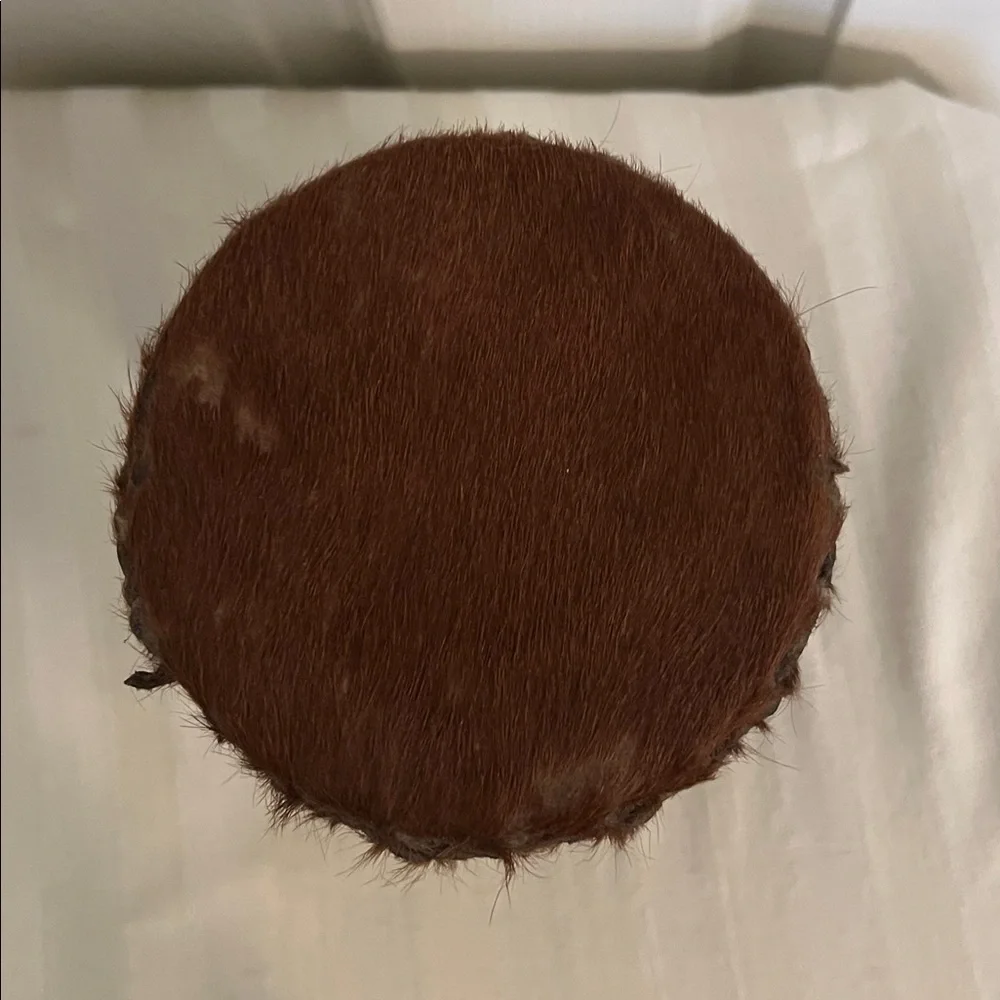 Leather & Fur Brown Drum•Hand Made in South Africa - Picture 3 of 6